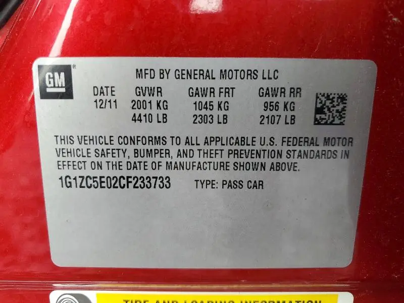 2012 CHEVROLET MALIBU 1LT  