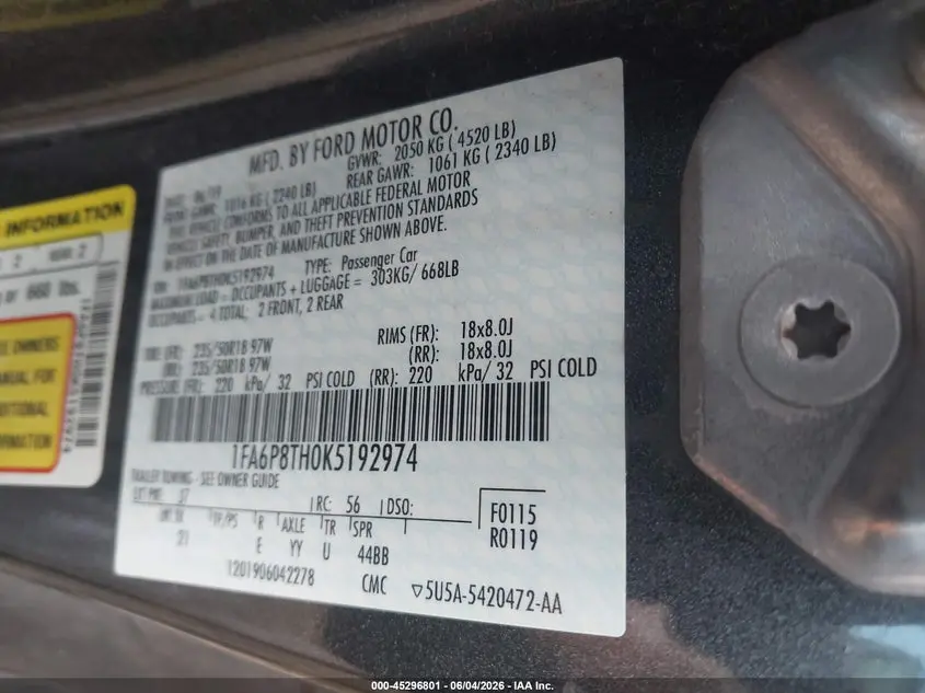 2019 FORD MUSTANG ECOBOOST
