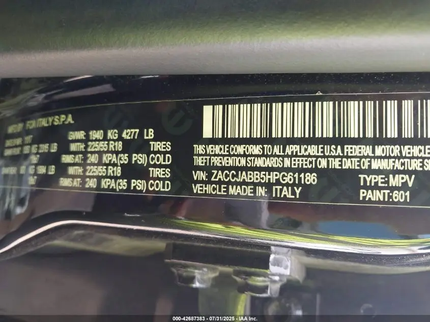 2017 JEEP RENEGADE ALTITUDE FWD