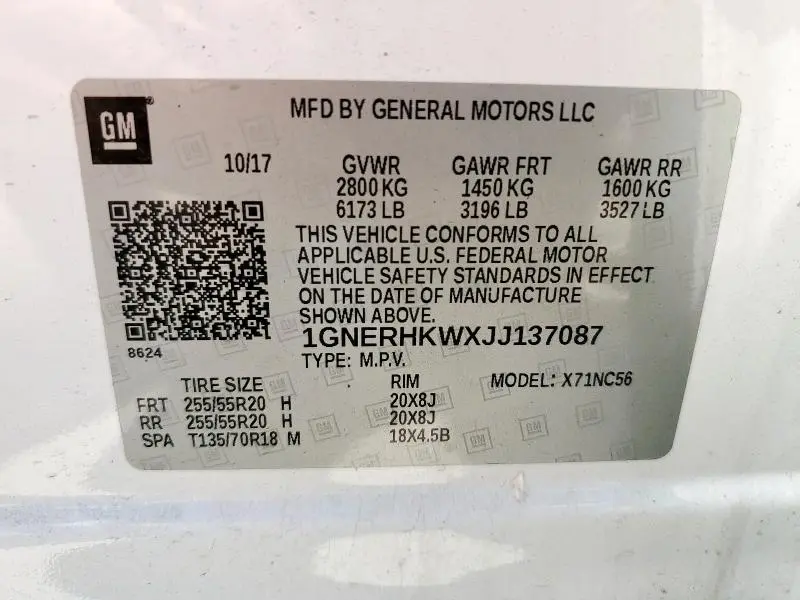 2018 CHEVROLET TRAVERSE LT  