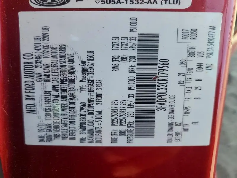 2012 FORD FUSION HYBRID  