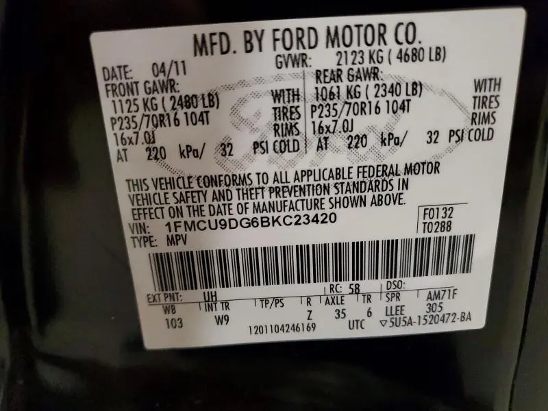 2011 FORD ESCAPE XLT  