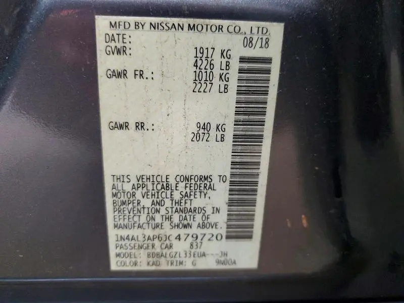 2018 NISSAN ALTIMA 2.5 S  