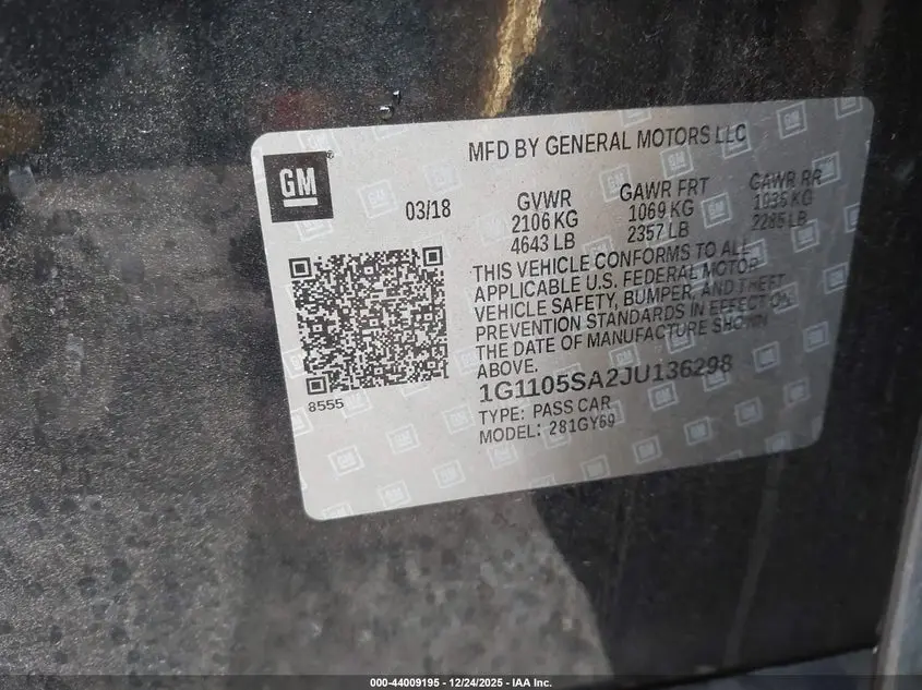 2018 CHEVROLET IMPALA 1LT