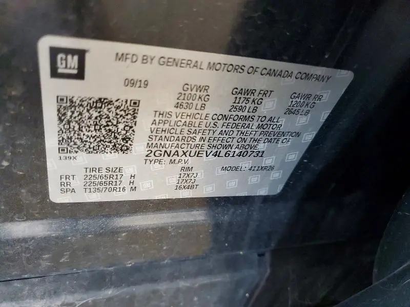 2020 CHEVROLET EQUINOX LT  