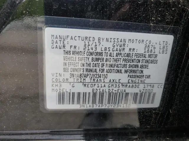 2018 NISSAN SENTRA S  