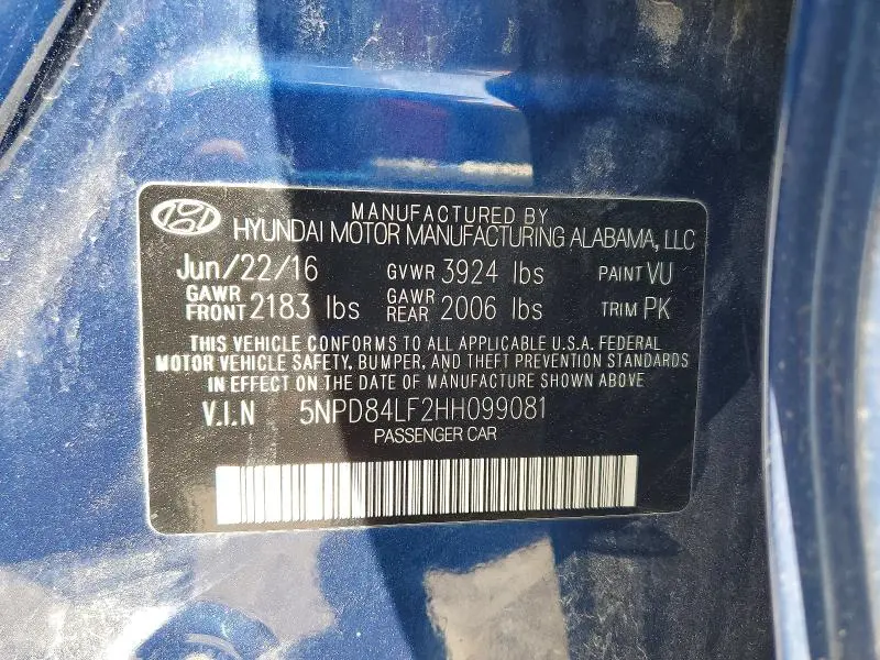 2017 HYUNDAI ELANTRA SE  
