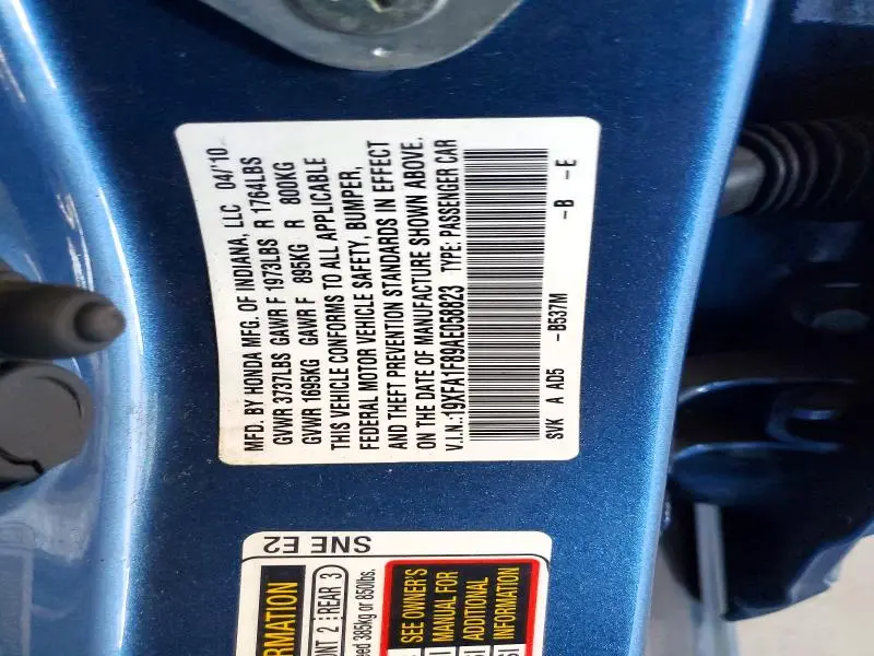 2010 HONDA CIVIC EX  