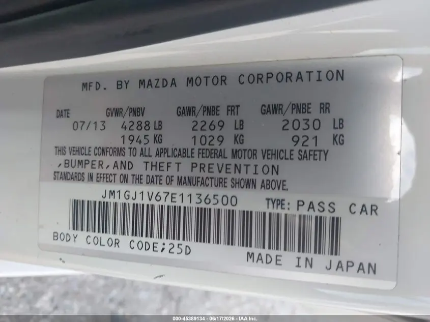 2014 MAZDA MAZDA6  
