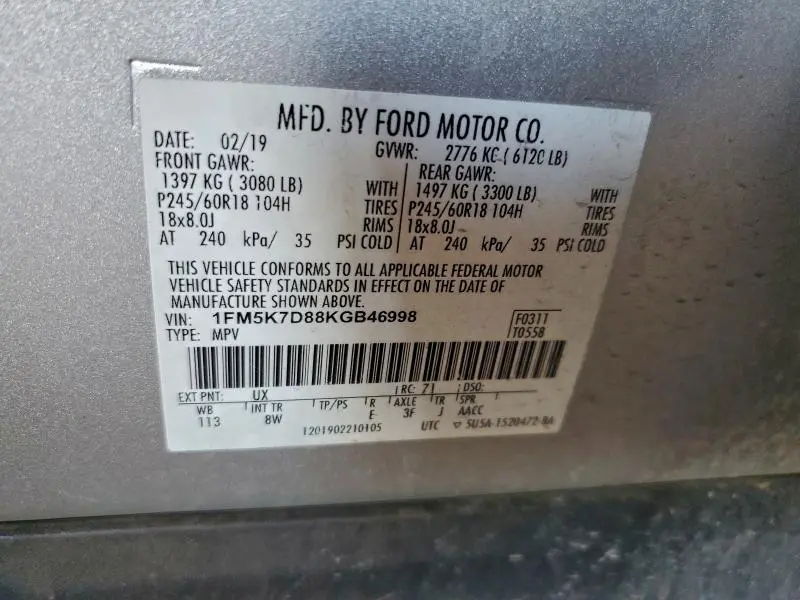 2019 FORD EXPLORER XLT  