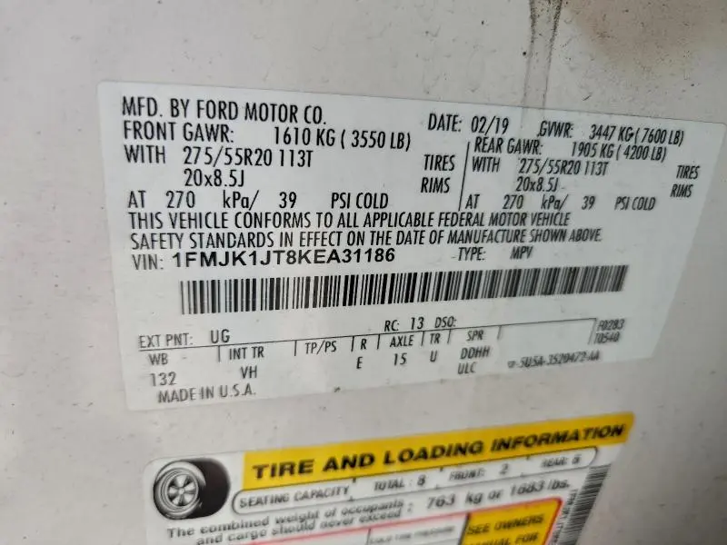 2019 FORD EXPEDITION MAX XLT  