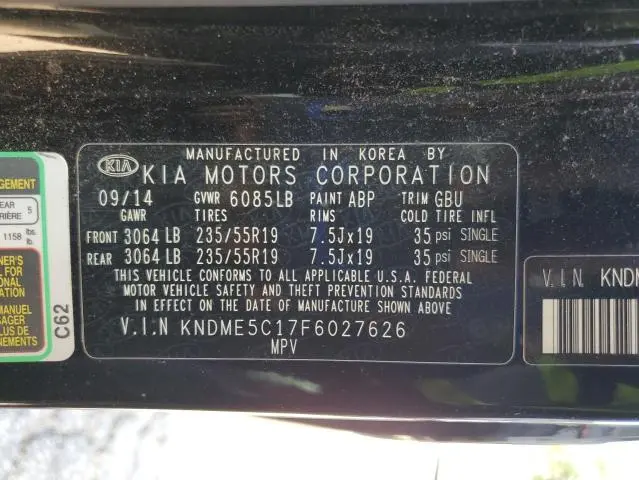 2015 KIA SEDONA SXL  