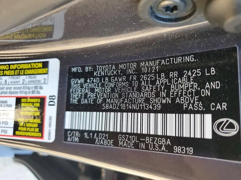 2022 LEXUS ES 350 BASE  