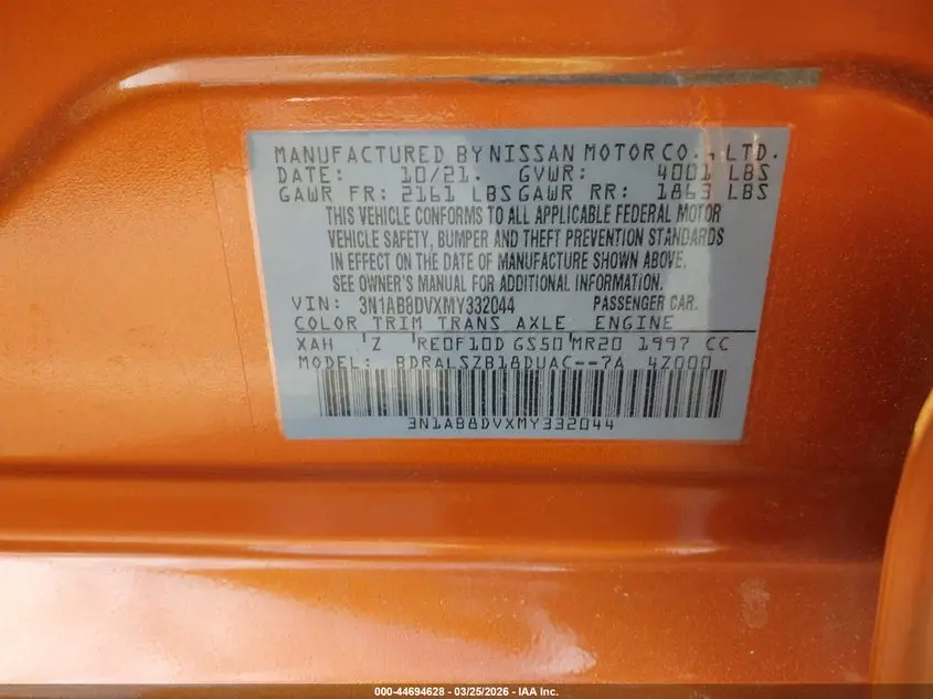 2021 NISSAN SENTRA SR XTRONIC CVT