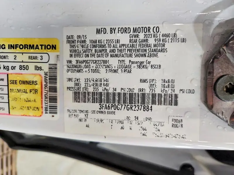 2016 FORD FUSION S  