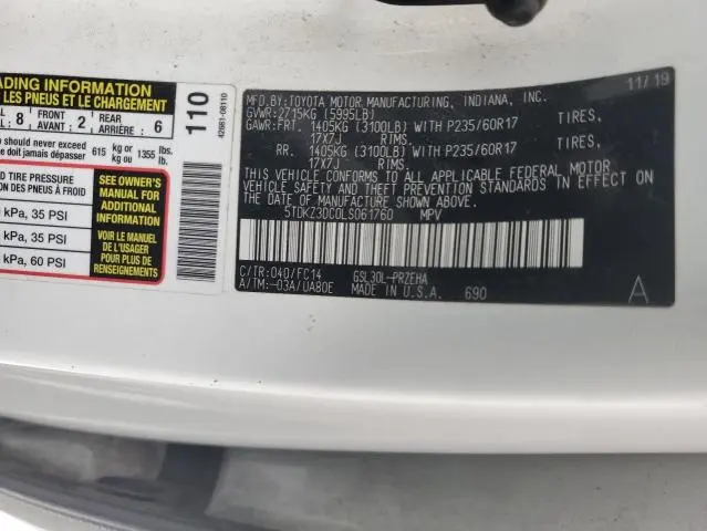 2020 TOYOTA SIENNA LE  