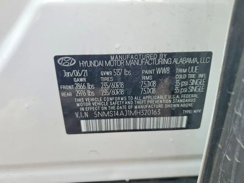 2021 HYUNDAI SANTA FE SE  