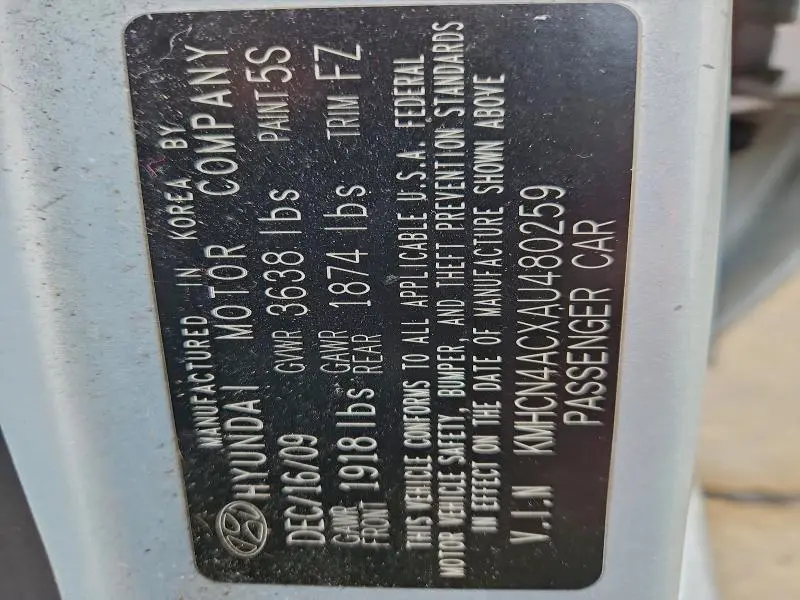 2010 HYUNDAI ACCENT GLS  