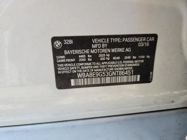 2016 BMW 328 I SULEV  