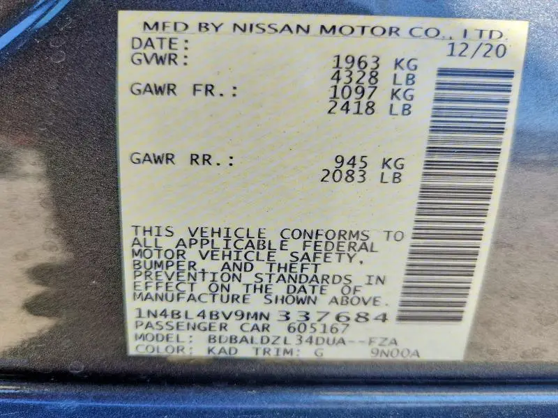 2021 NISSAN ALTIMA 2.5 S  