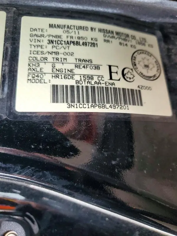 2011 NISSAN VERSA 1.6 BASE  
