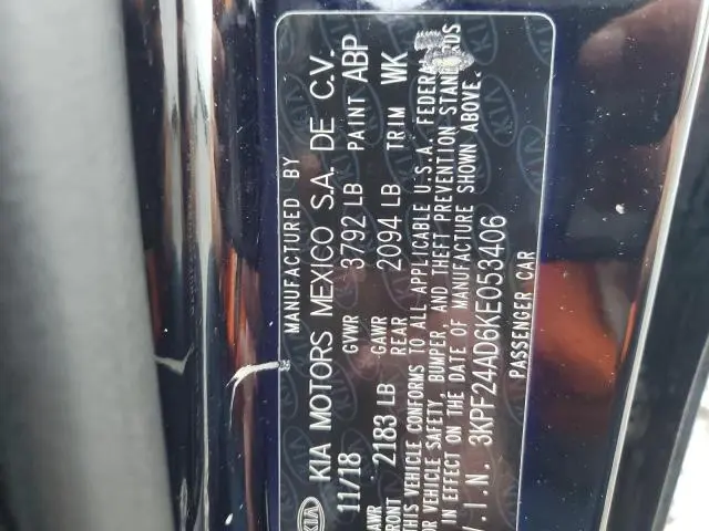 2019 KIA FORTE FE  