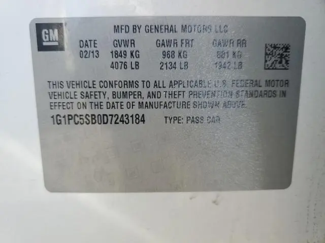 2013 CHEVROLET CRUZE LT  