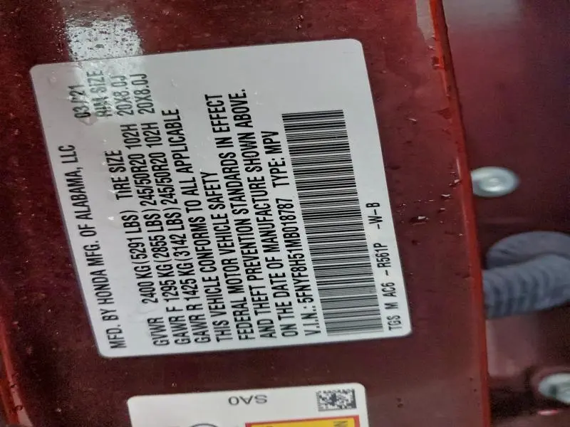 2021 HONDA PASSPORT EXL  