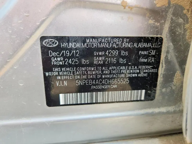 2013 HYUNDAI SONATA GLS  