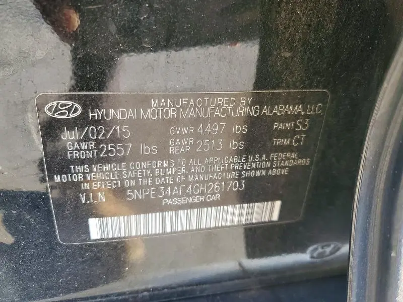 2016 HYUNDAI SONATA SPORT  
