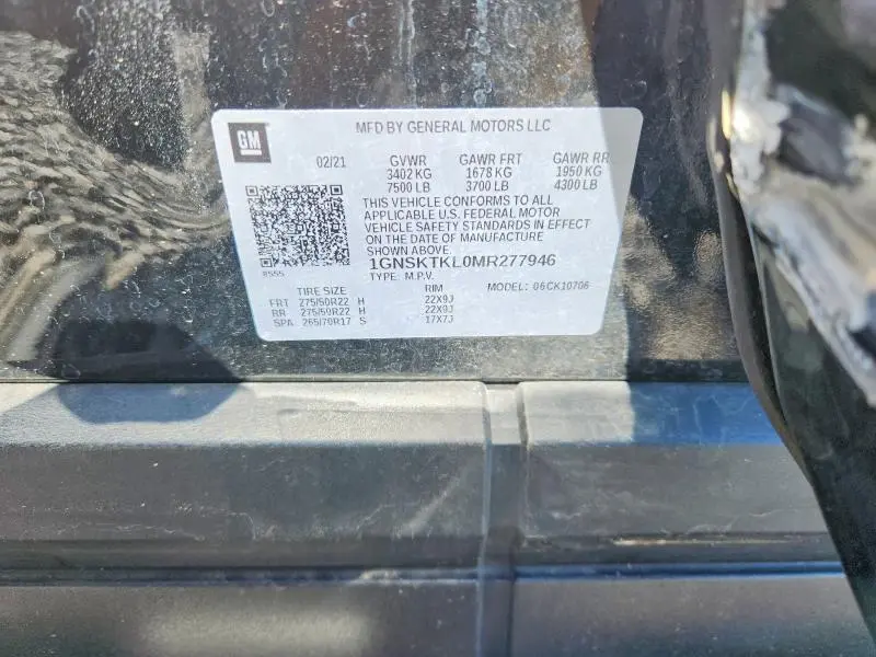 2021 CHEVROLET TAHOE K1500 HIGH COUNTRY  