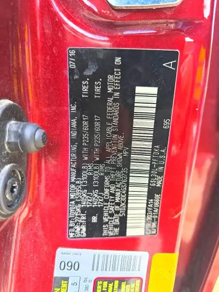 2016 TOYOTA SIENNA L 7-PASSENGER  