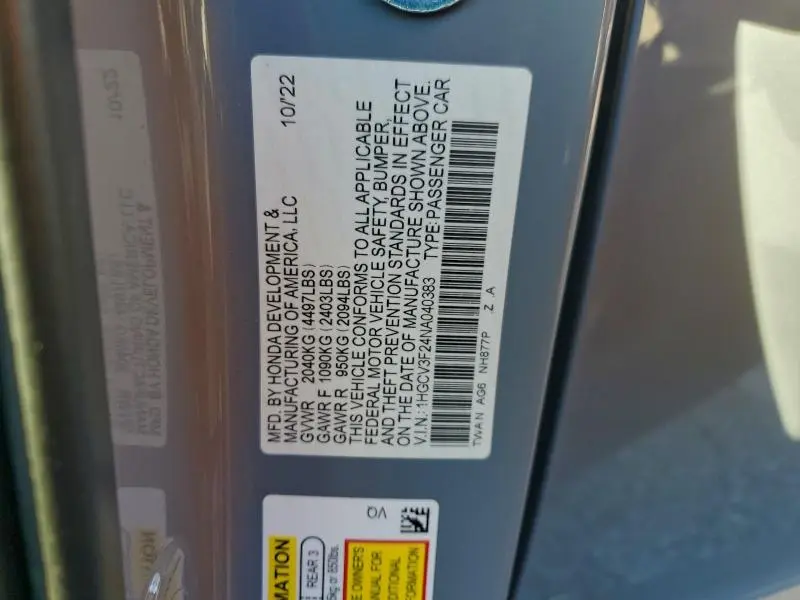 2022 HONDA ACCORD HYBRID SPORT  