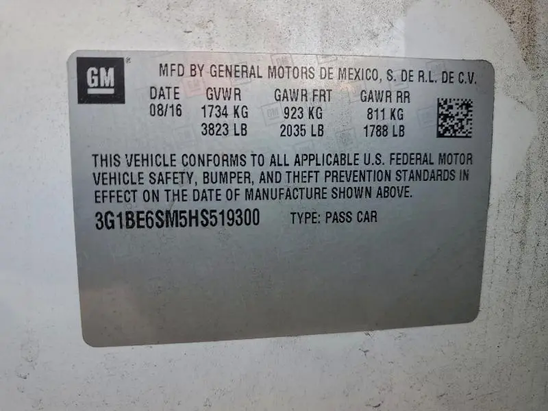 2017 CHEVROLET CRUZE LT  