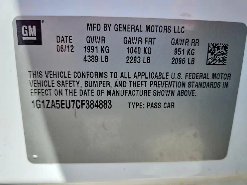 2012 CHEVROLET MALIBU LS  