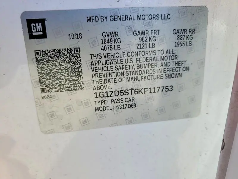 2019 CHEVROLET MALIBU LT  