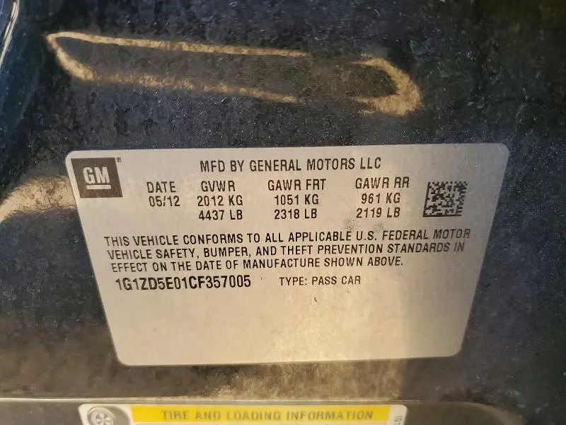 2012 CHEVROLET MALIBU 2LT  