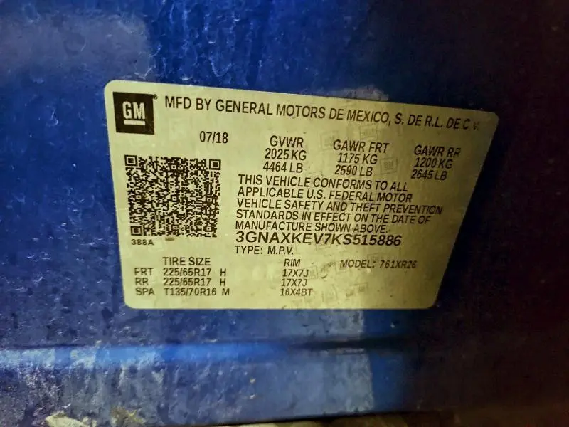 2019 CHEVROLET EQUINOX LT  