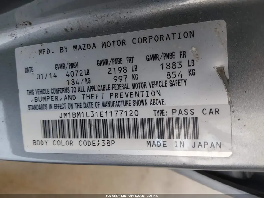 2014 MAZDA MAZDA3 S TOURING