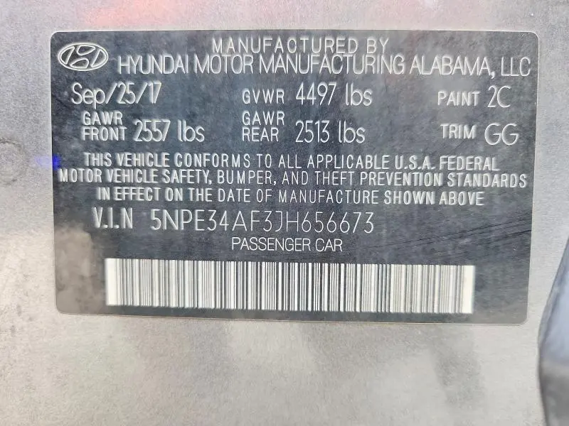 2018 HYUNDAI SONATA LIMITED  