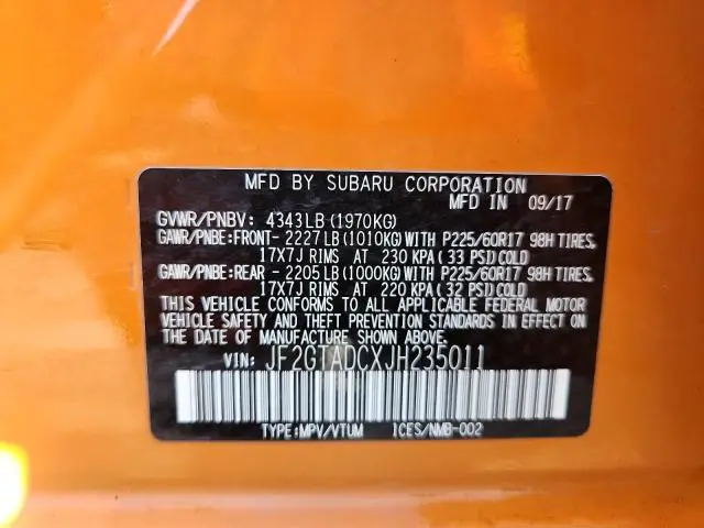 2018 SUBARU CROSSTREK PREMIUM  