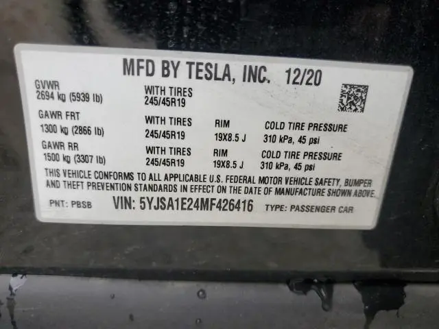 2021 TESLA MODEL S   