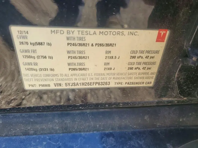 2014 TESLA MODEL S   