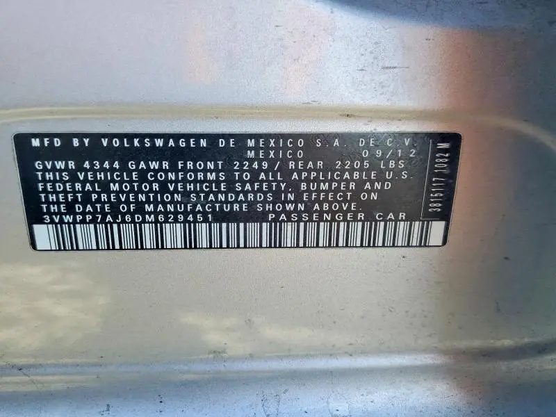 2013 VOLKSWAGEN JETTA S  