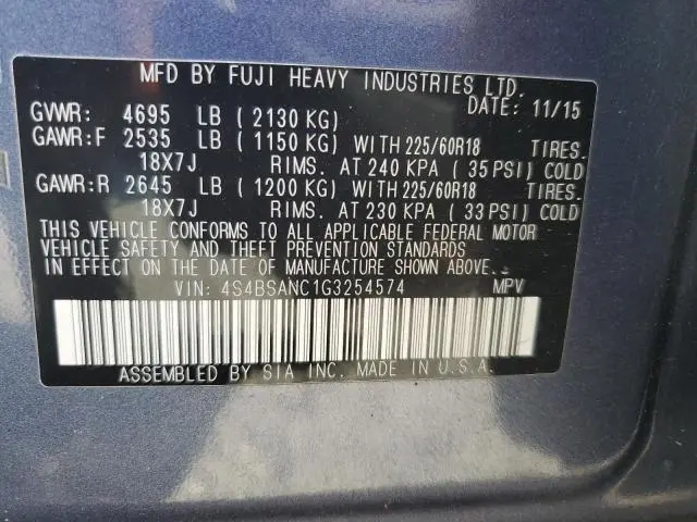 2016 SUBARU OUTBACK 2.5I LIMITED  