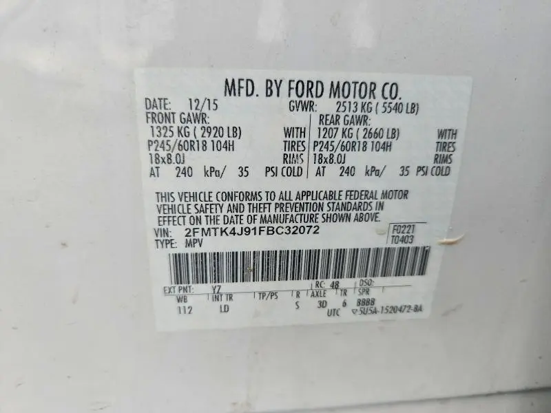 2015 FORD EDGE SEL  