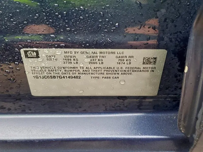 2016 CHEVROLET SONIC LT  