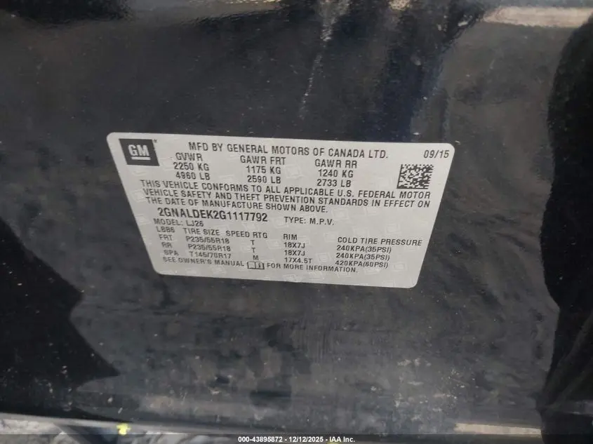 2016 CHEVROLET EQUINOX LTZ