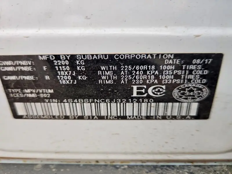 2018 SUBARU OUTBACK 3.6R LIMITED  