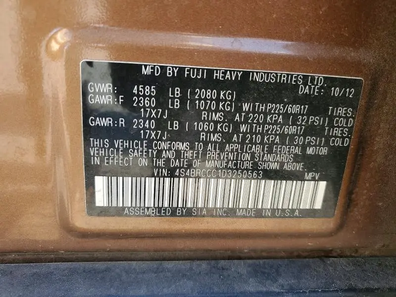 2013 SUBARU OUTBACK 2.5I PREMIUM  